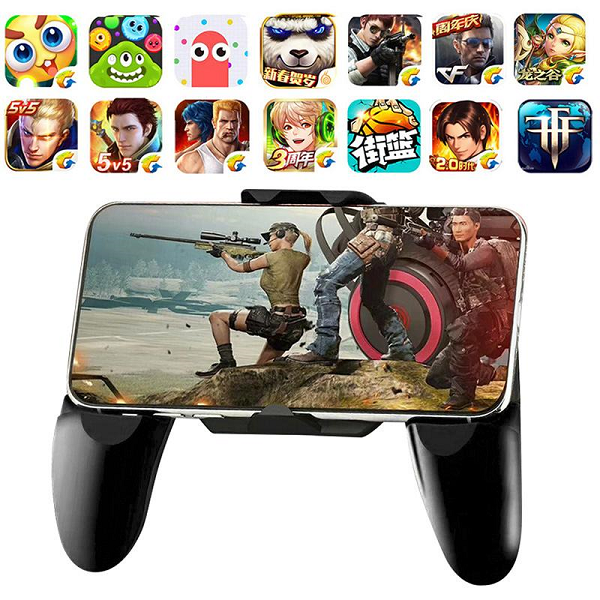 Tay cầm game B15 kèm nút bấm bluetooth cho iPhone chơi game PUBG Mobile Call of duty